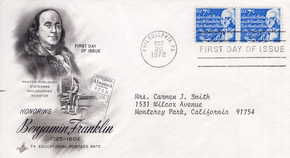 HONORING BENJAMIN FRANKLIN - 1972 - DC2771