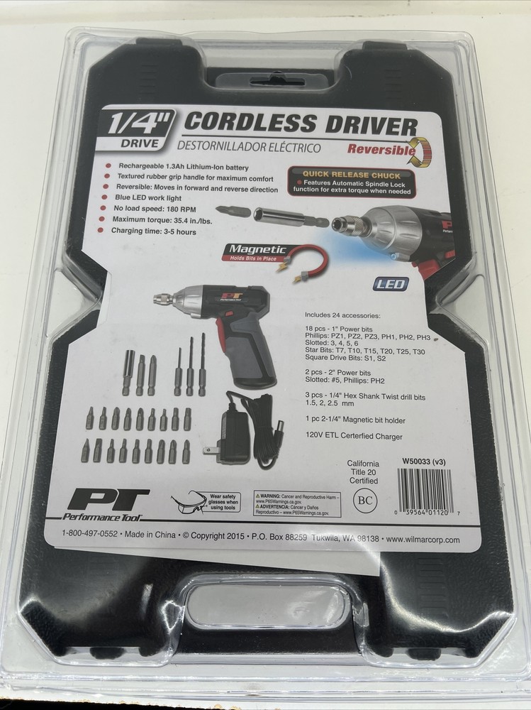 Performance Tools W50033 1/4" Cordless Drivers 3.6 Volt