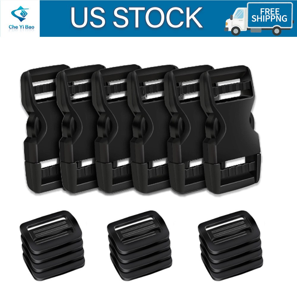 6Set Buckles for Nylon Webbing Straps 1", Quick Side Release Plastic Buckles Cli