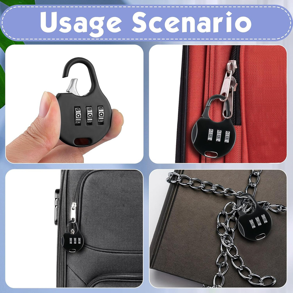 10 Pcs 3 Digit Combinations Padlock Safe Cipher Lock Mini Combination Resettable
