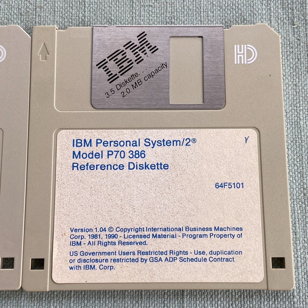 Vintage Software IBM PS/2 Model 70 80 386 Reference Diskette Version 1.11 1.04 1