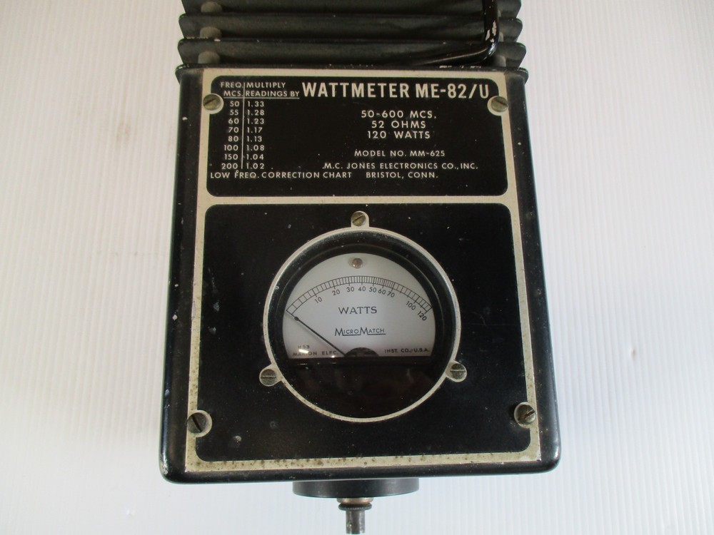 Vintage M.C. Jones Electronics Wattmeter ME-82/U  Meter  Untested