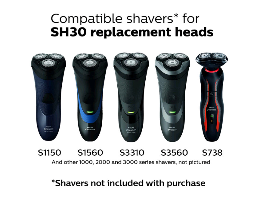 Philips Norelco SH30 Heads Replacement Shaving Heads Style Silver SH30/52 Heads