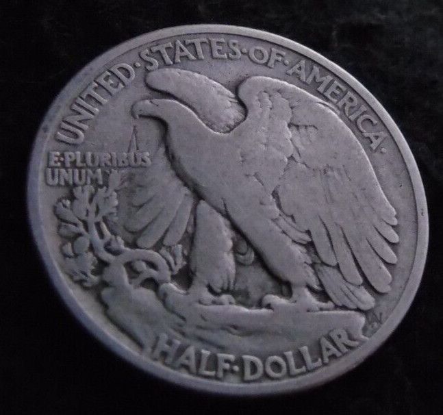 1942-P WALKING LIBERTY 90% SILVER HALF DOLLAR 50C Cent 1/2 STRIKE THROUGH ERROR