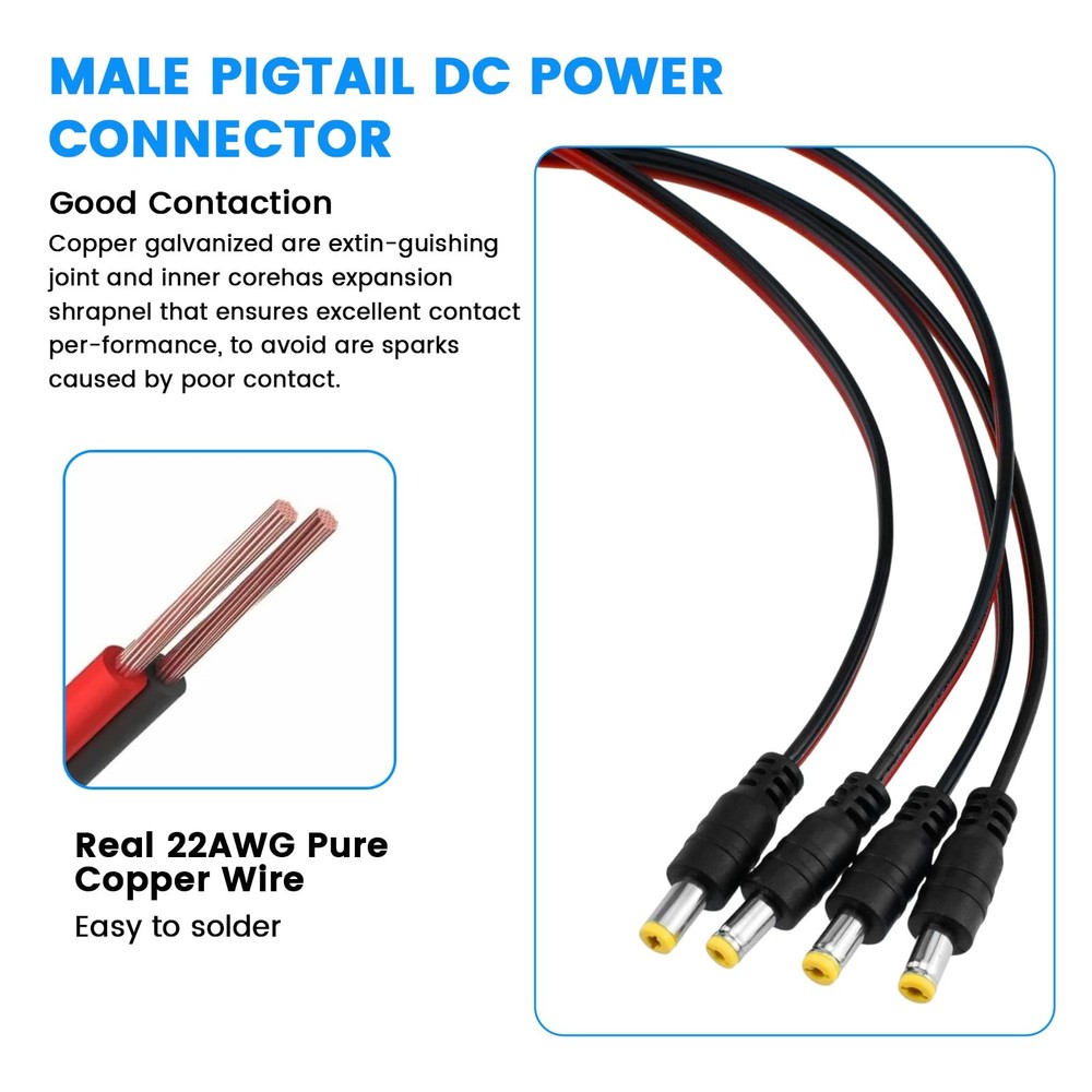 SDTC Tech 3 Sets 5.5 x 2.1 MM 10A DC Power Jack Socket Threaded × 2.1mm