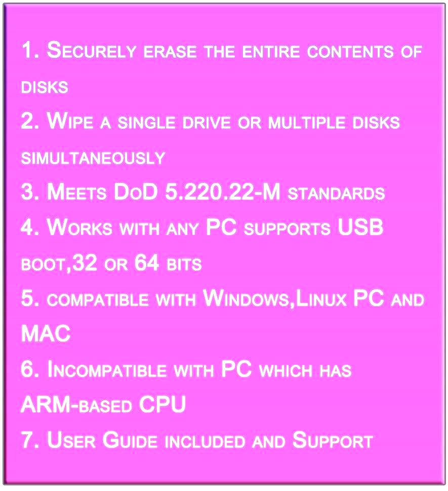 Hard Drive Data Eraser Destroyer Bootable USB Flash Drive Stick Wipe HDD Disk