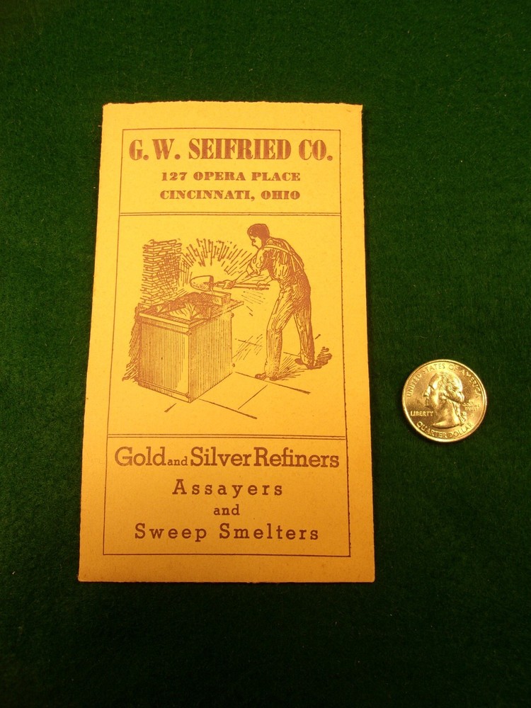 RARE ANTIQUE ENVELOPE - G.W. SEIFRIED CO. GOLD & SILVER REFINERS ASSAYERS, CINCY