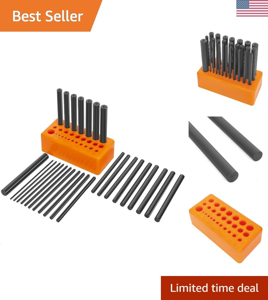 Versatile 28pc Transfer Punch Set with Storage Holder - Ideal for Craftsmanship