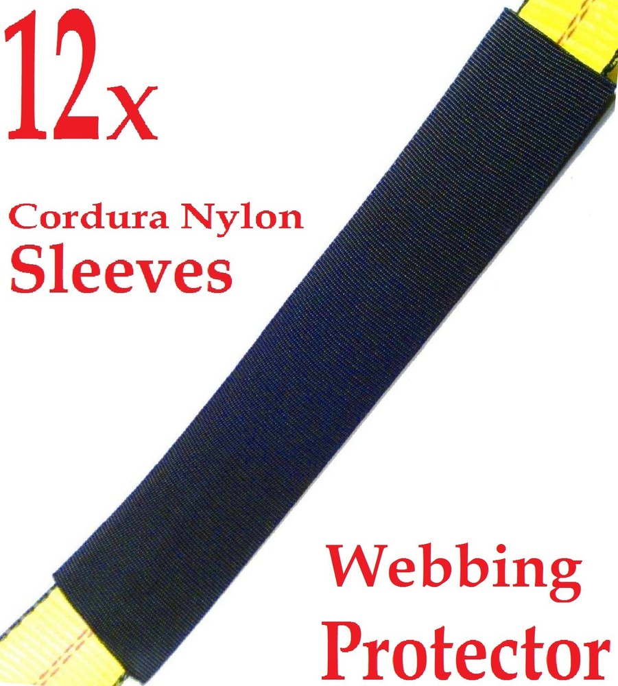 Twelve (12x) 12" Sliding Sleeve Webbing Protector for 2" Ratchet Tie Down Strap