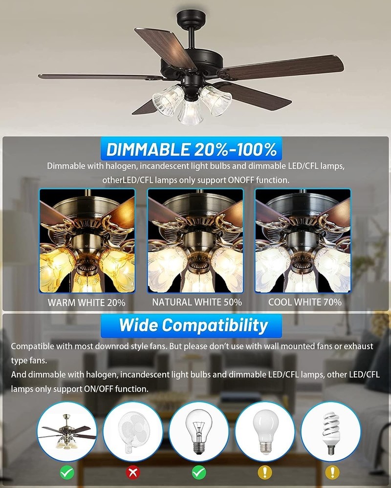 Small Size Universal Ceiling Fan Remote Control Kit, 3 Speed White