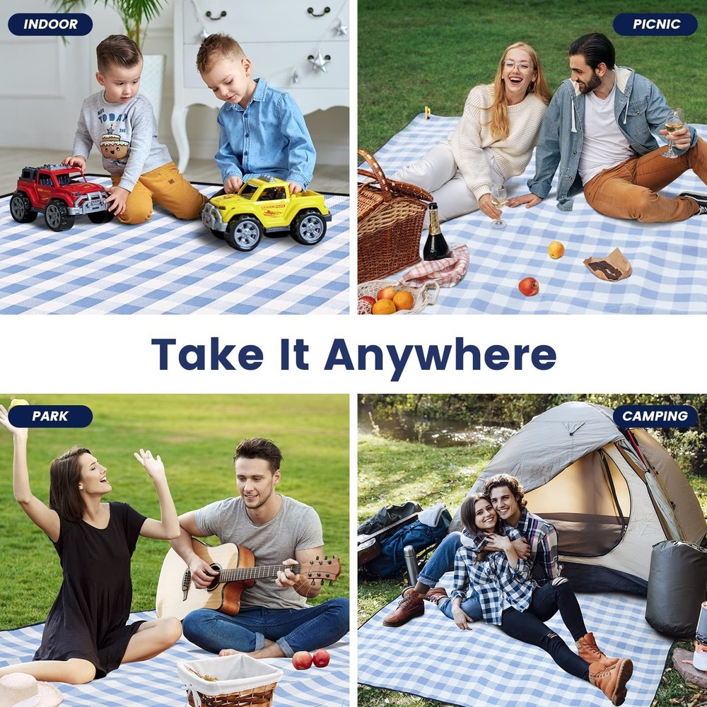 sapsisel 80”x 80” Picnic Blanket Extra Large, Waterproof and Foldable Beach B...