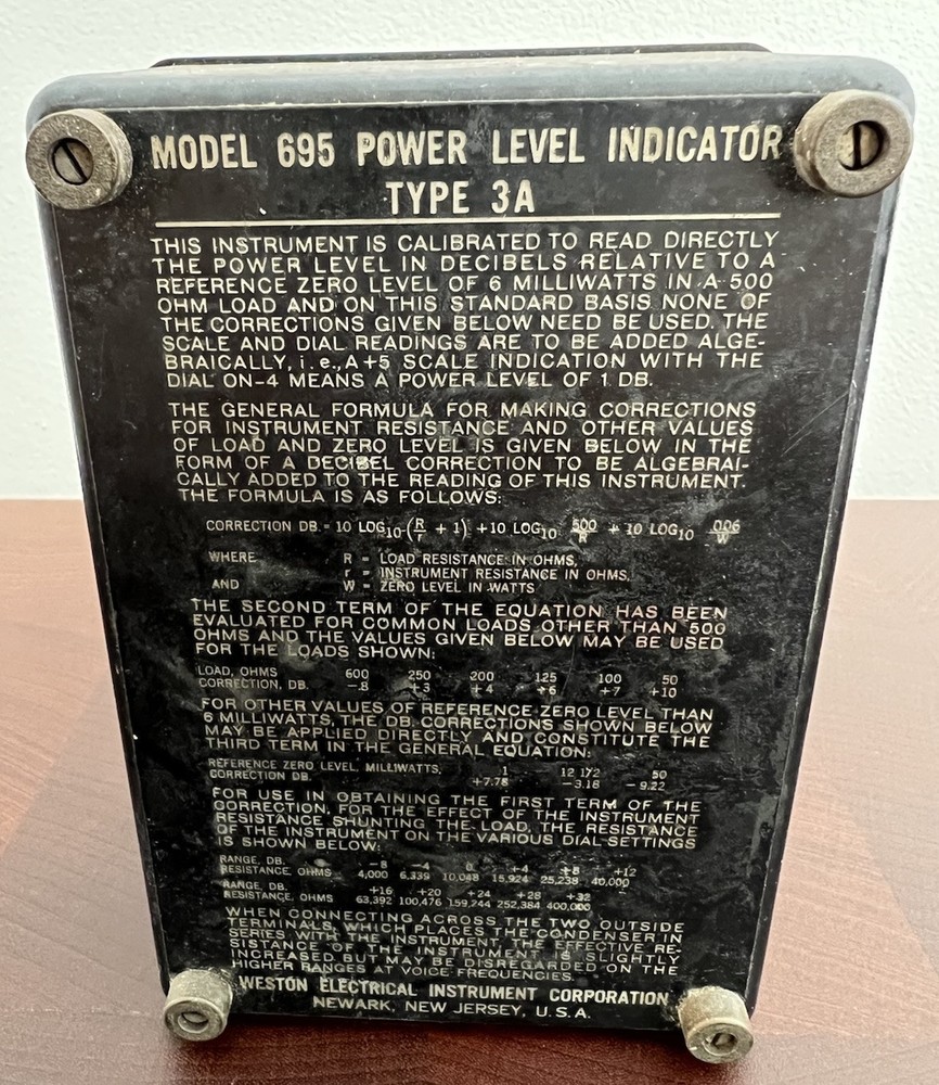Weston Model 695 Power Level Indicater Type 3A Untested Decibel Voltmeter