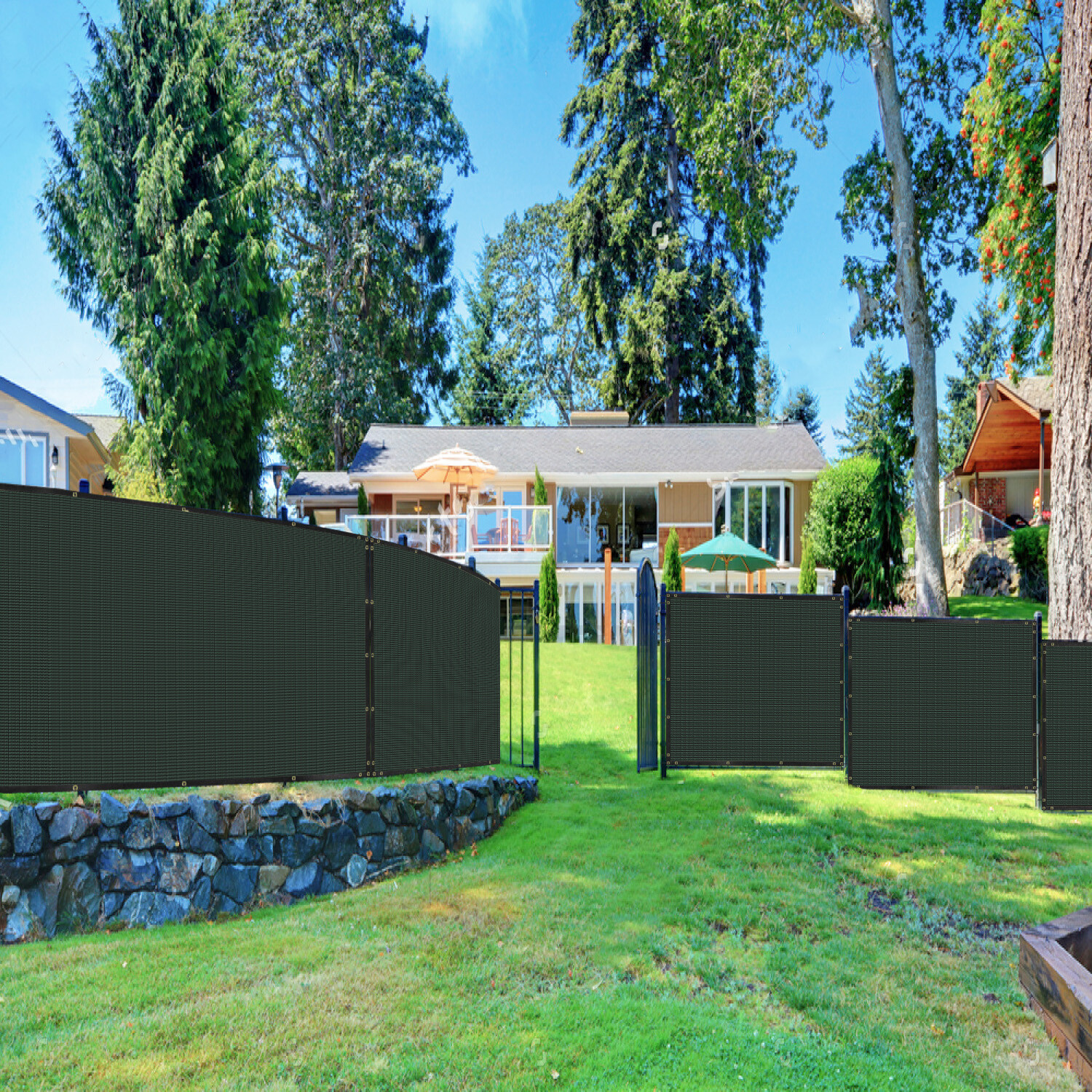 Fence Privacy Screen Cover Mesh Garden Yard 4' 5' 6' 8' Black Green Beige Brown