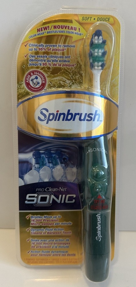 Arm & Hammer Spinbrush PRO CLEAN NET SONIC Powered Toothbrush Soft Green