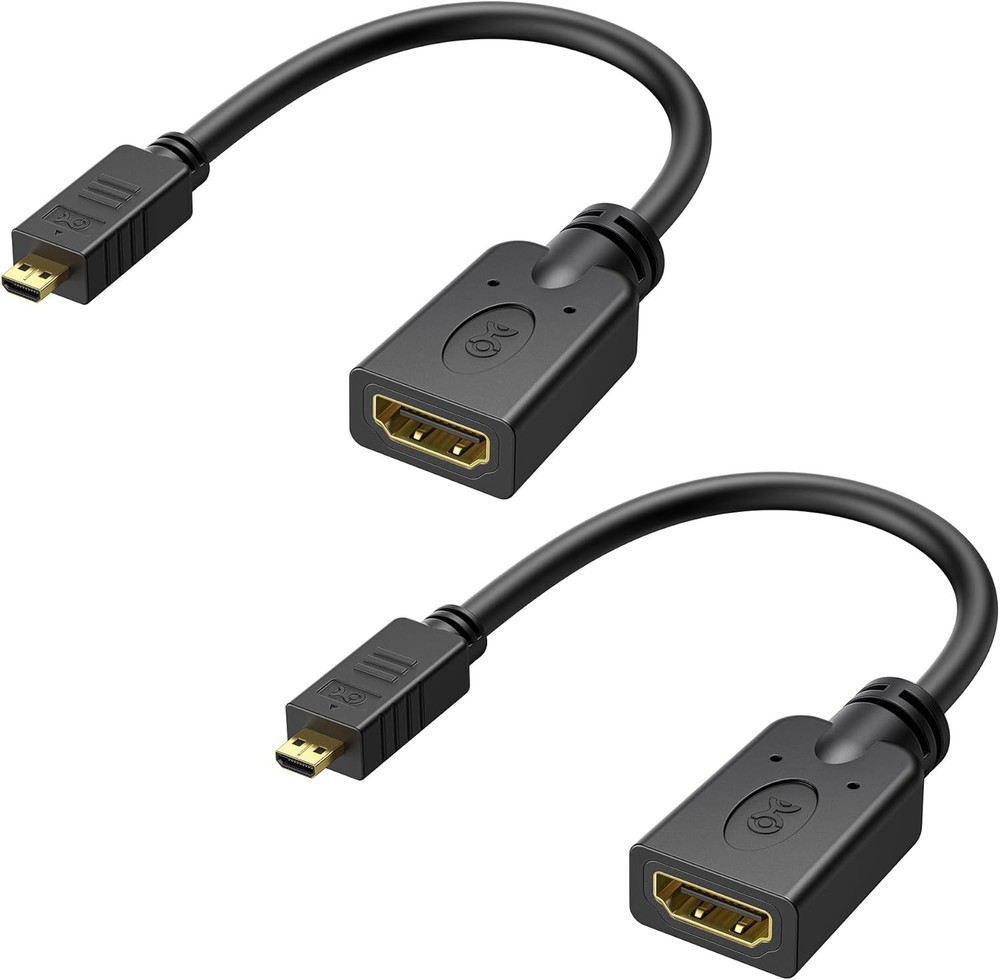 Micro HDMI to HDMI Adapter 2-Pack 6 Inches for Raspberry Pi