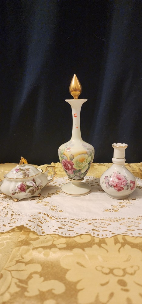 Three Beautiful Rose Motiff Vases