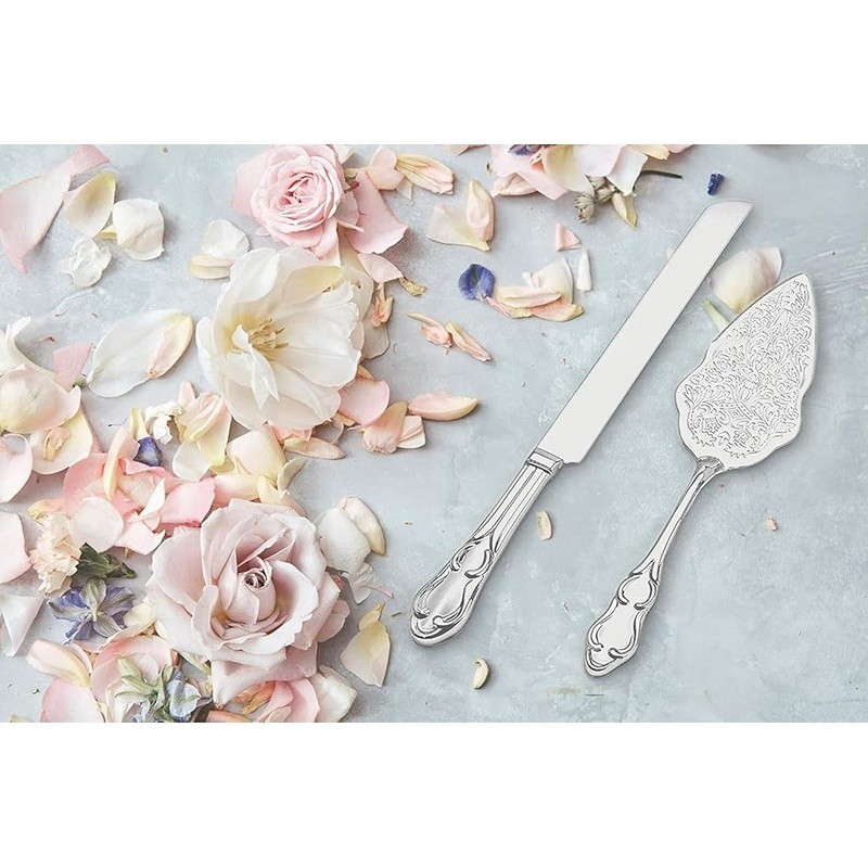 Silver Plated Cake Knife Server Set Wedding Keepsake Elegant Serving Tools New