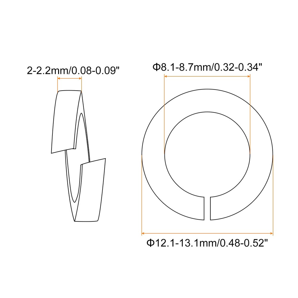 20 Pcs Spring Lock Washer, Copper M8 Split Lock Washers Assortment