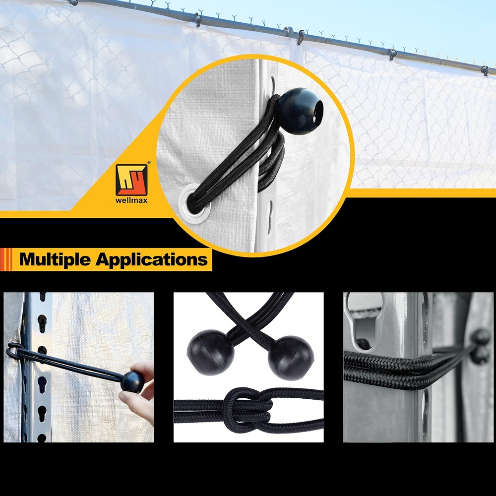 Heavy Duty Ball Bungee Cords 6 Inch Versatile Camping Tarp Tie-Downs