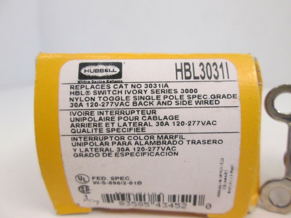 Hubbell HBL3031I Switch, 30A
