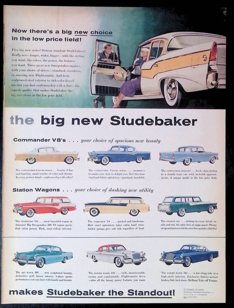Print Ad 1950's Studebaker Packard Champion Commander President Flight Hawk