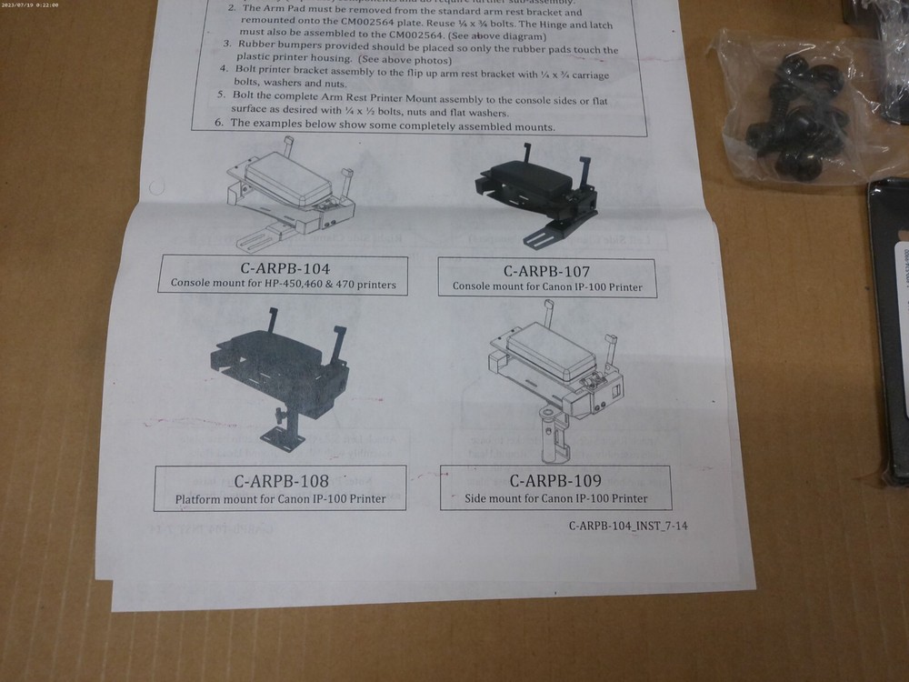 Havis Canon Arm Rest Printer Bracket: Pedestal C-ARPB-108