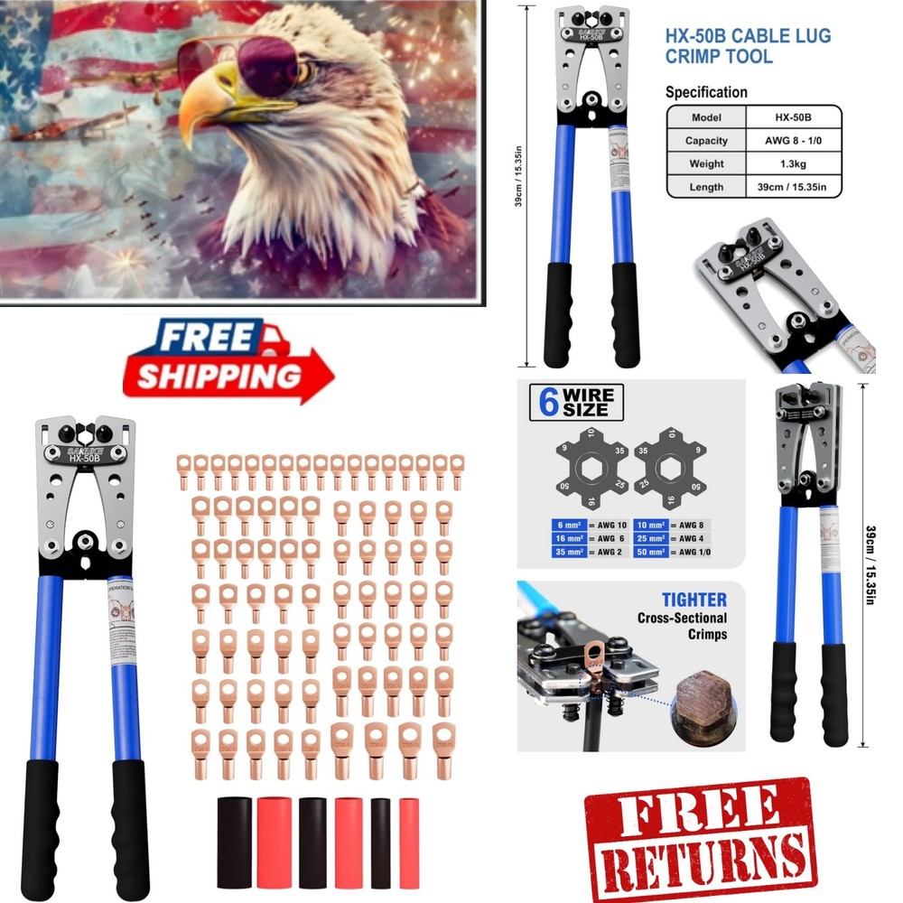 Ergonomic Battery Cable Crimper with Rotating Dies for Easy, Secure Connections