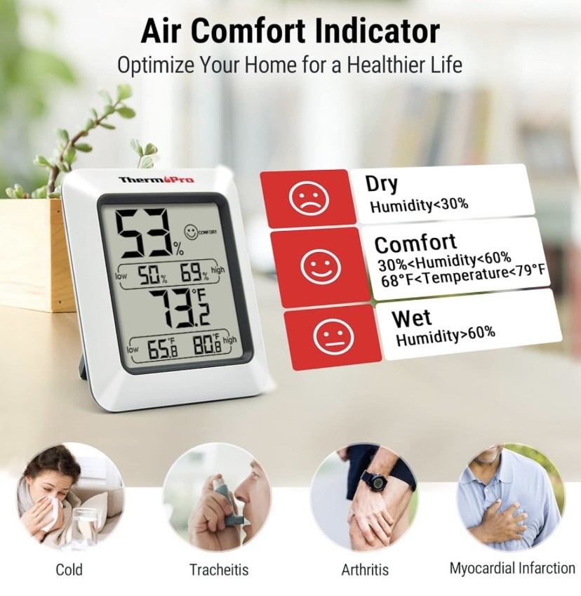 Digital Hygrometer Thermometer and Humidity Gauge withTemperatureHumidityMonitor
