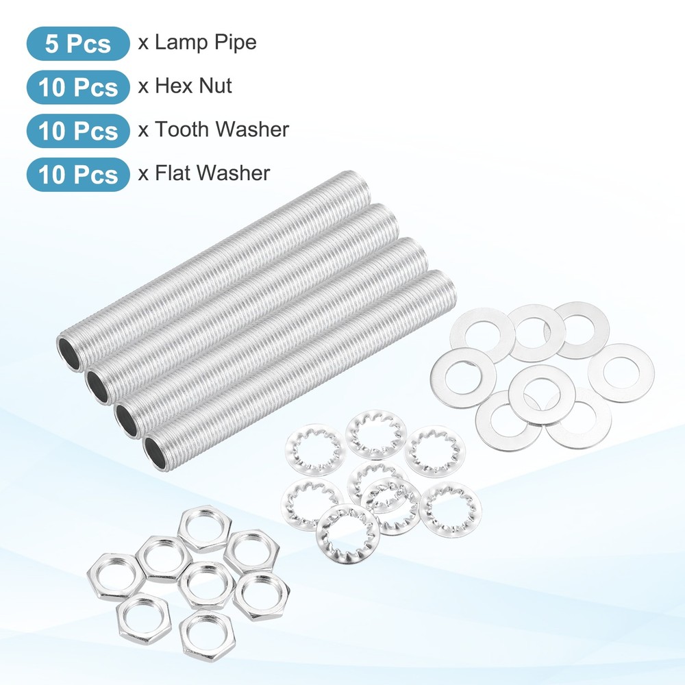 35Pcs 3.3" M10 Lamp Pipe Kit with Lock Nuts Washers for Assembly, Silver