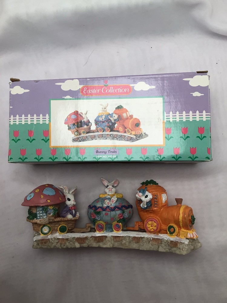 Vntg Easter Collection Mini Easter Bunny Train Spring decor 1995 item no. 62105