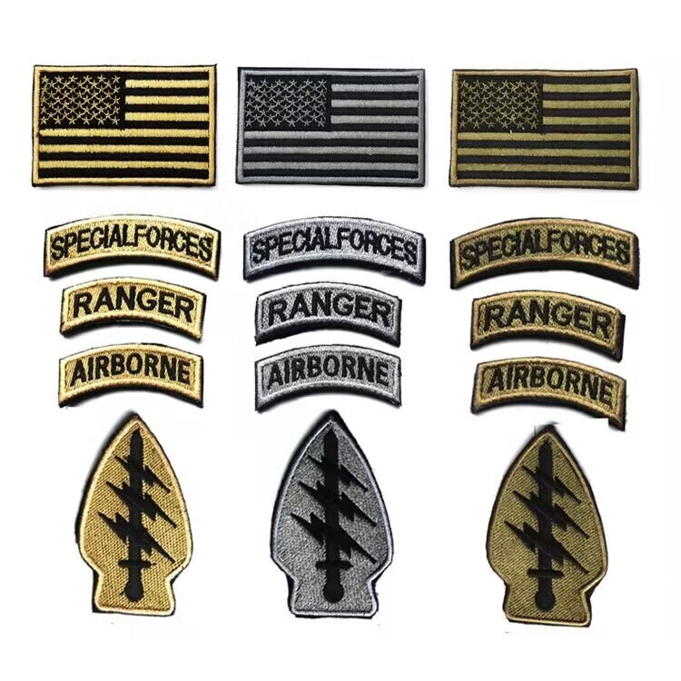 3 Set Special Forces Airborne Ranger Tabs Tactical Embroidered Hook Loop PATCH