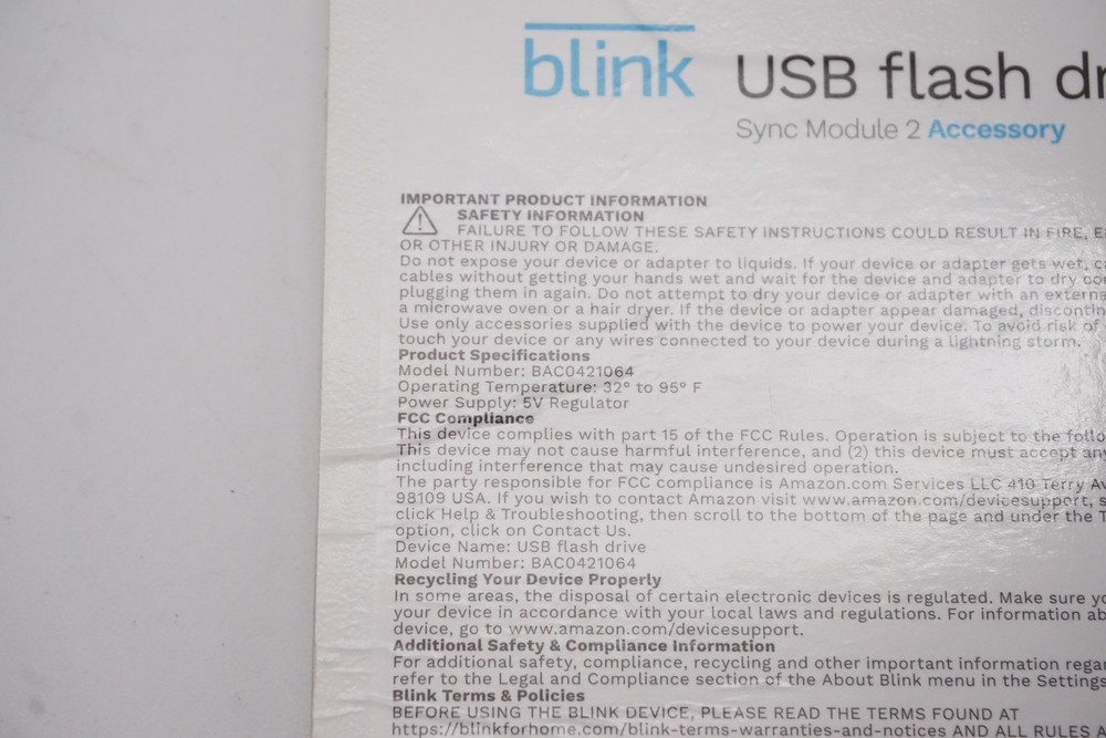 Blink 64GB USB Flash Drive For Local Video Storage For Sync Module 2