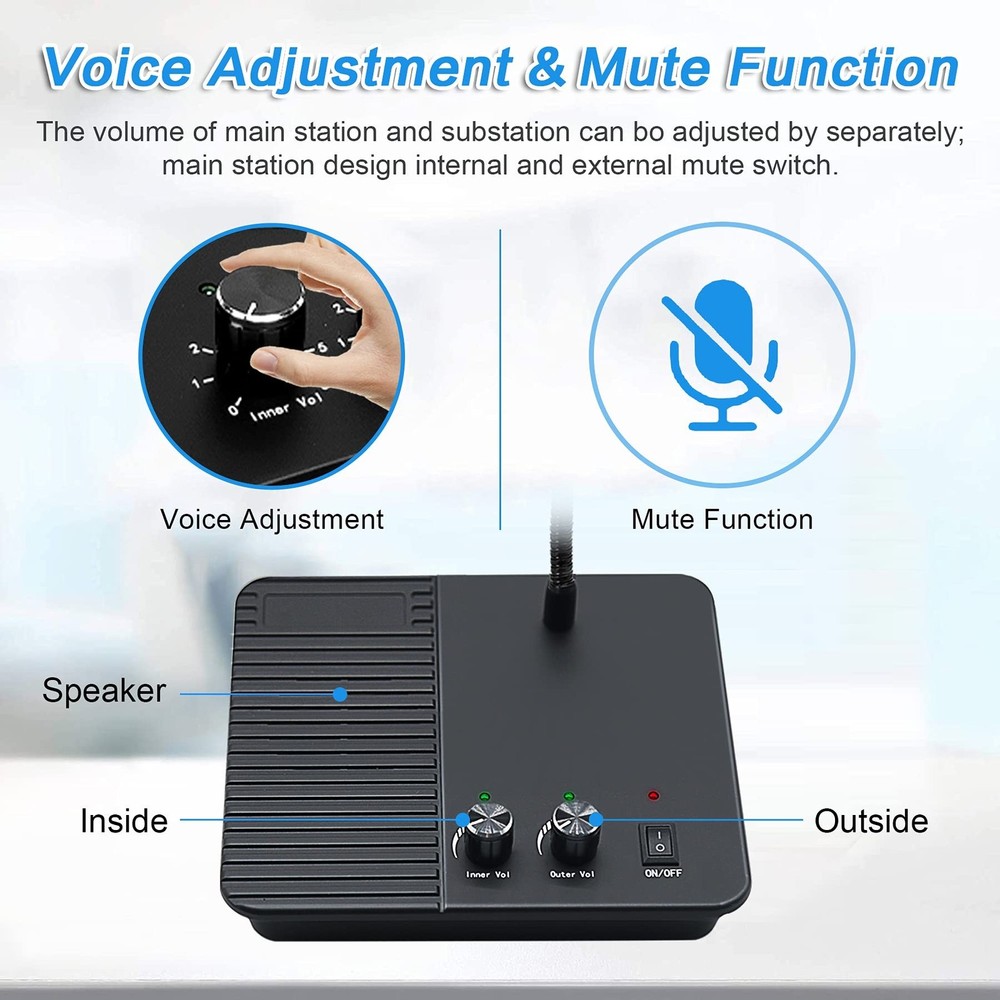 CallToU Window Speaker Intercom System Intercoms 2 Way Anti-Interference Inte...