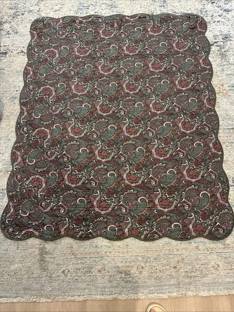 2007 Signed Donna Sharp Spice Postage Stamp Throw Quilt. Nice weight to it!