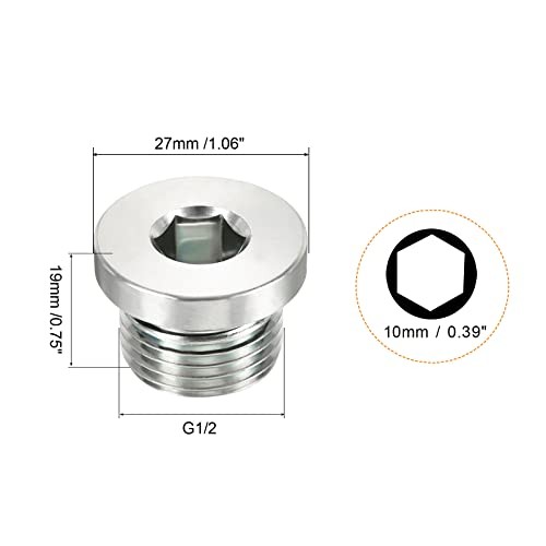 Internal Hex Head Pipe Fitting Plug, Male Thread 45# Steel Socket Plug G1/2 1