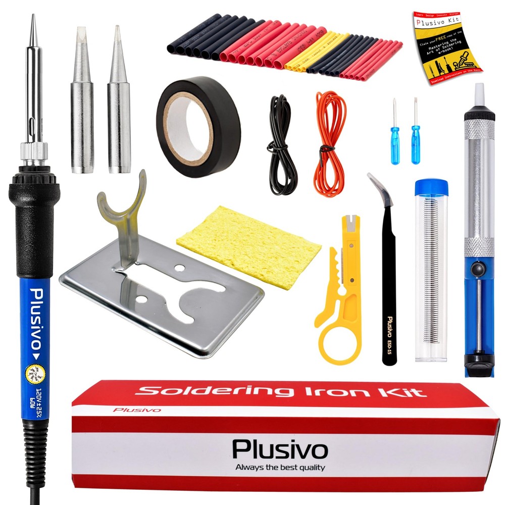 Plusivo Soldering Iron Kit, 60W Medium, Black/Red Kit 0