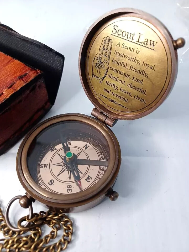 Eagle Scout Brass Compass, Engraved Working Compass