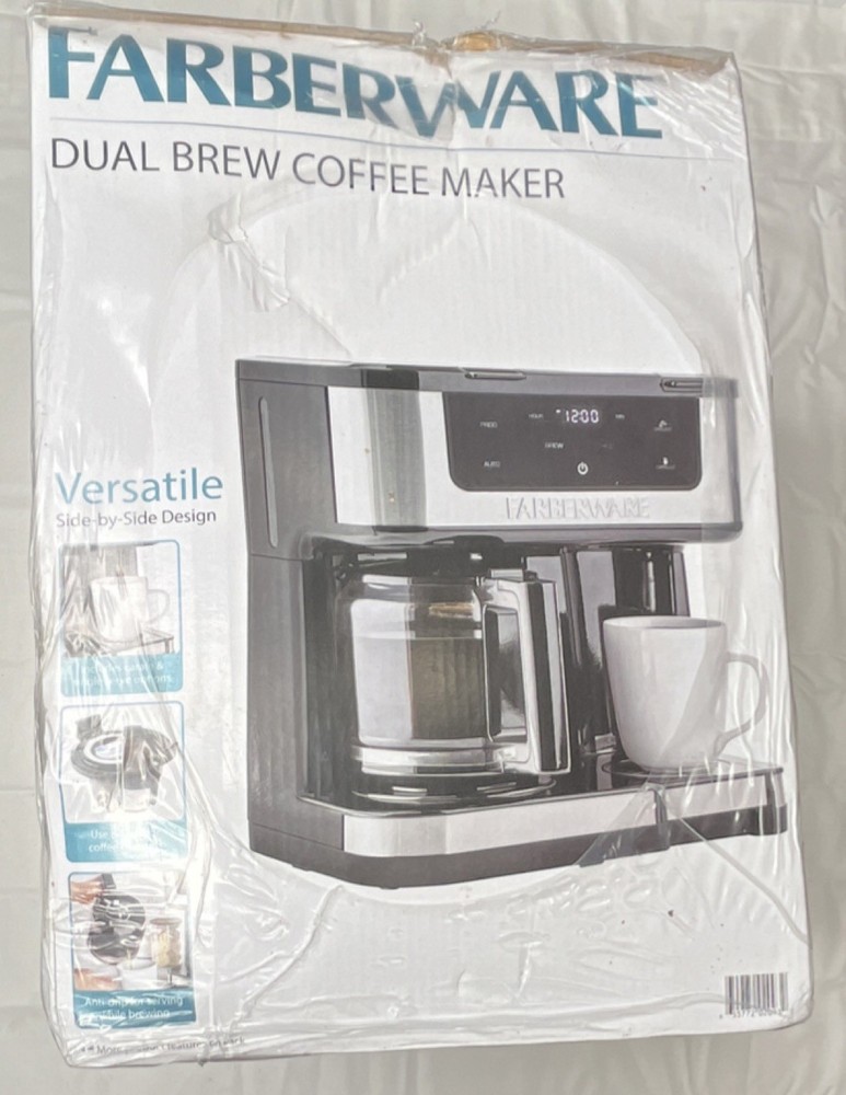 Farberware Dual Brew Coffee Maker Black Silver Pod Machine Carafe K-Cup Digital