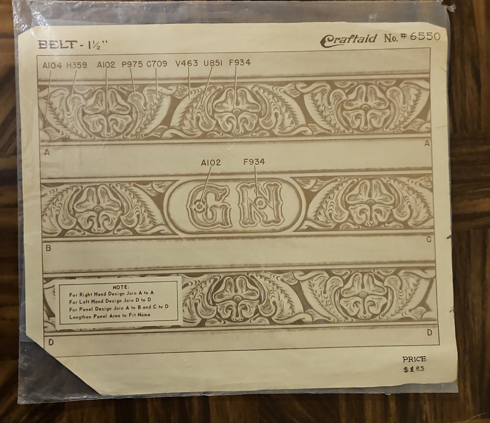 ​RARE Vintage Craftool Craftaid Belt Pattern Lot (9) - Large Multi-Width Sheets