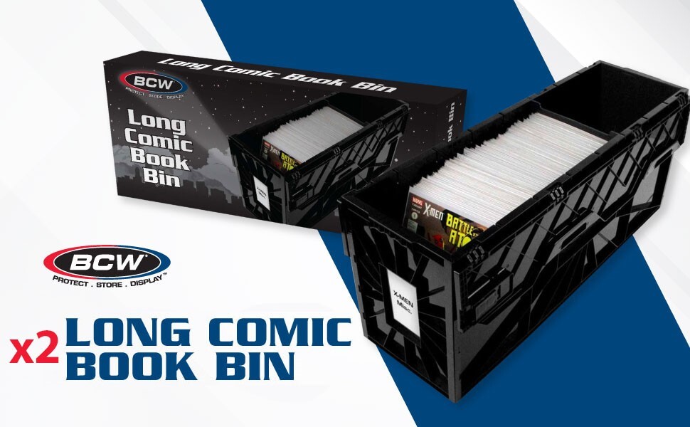 2 BCW LONG Comic Book Storage Bin Heavy Duty Plastic Box Stackable Hold 300 Bags