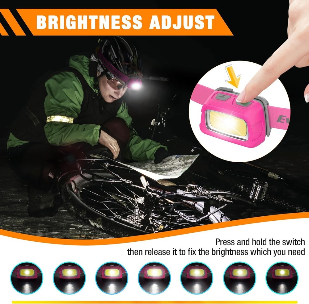 EverBrite Rechargeable Headlamp Multi-color 7 Lighting Modes w/Memory Function