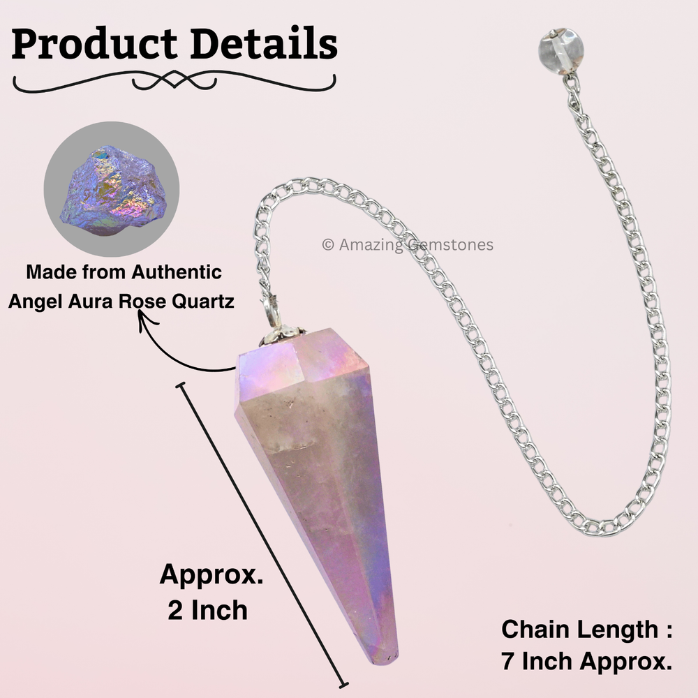 Angel Aura Rose Quartz Dowsing Crystal Pendulum