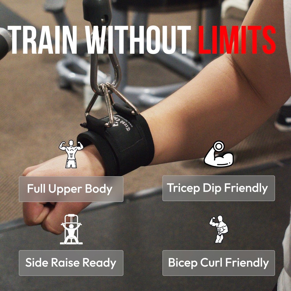 Wrist Cuffs Support - Cable Attachments For Gym Machine Workout Adjustable Wr...