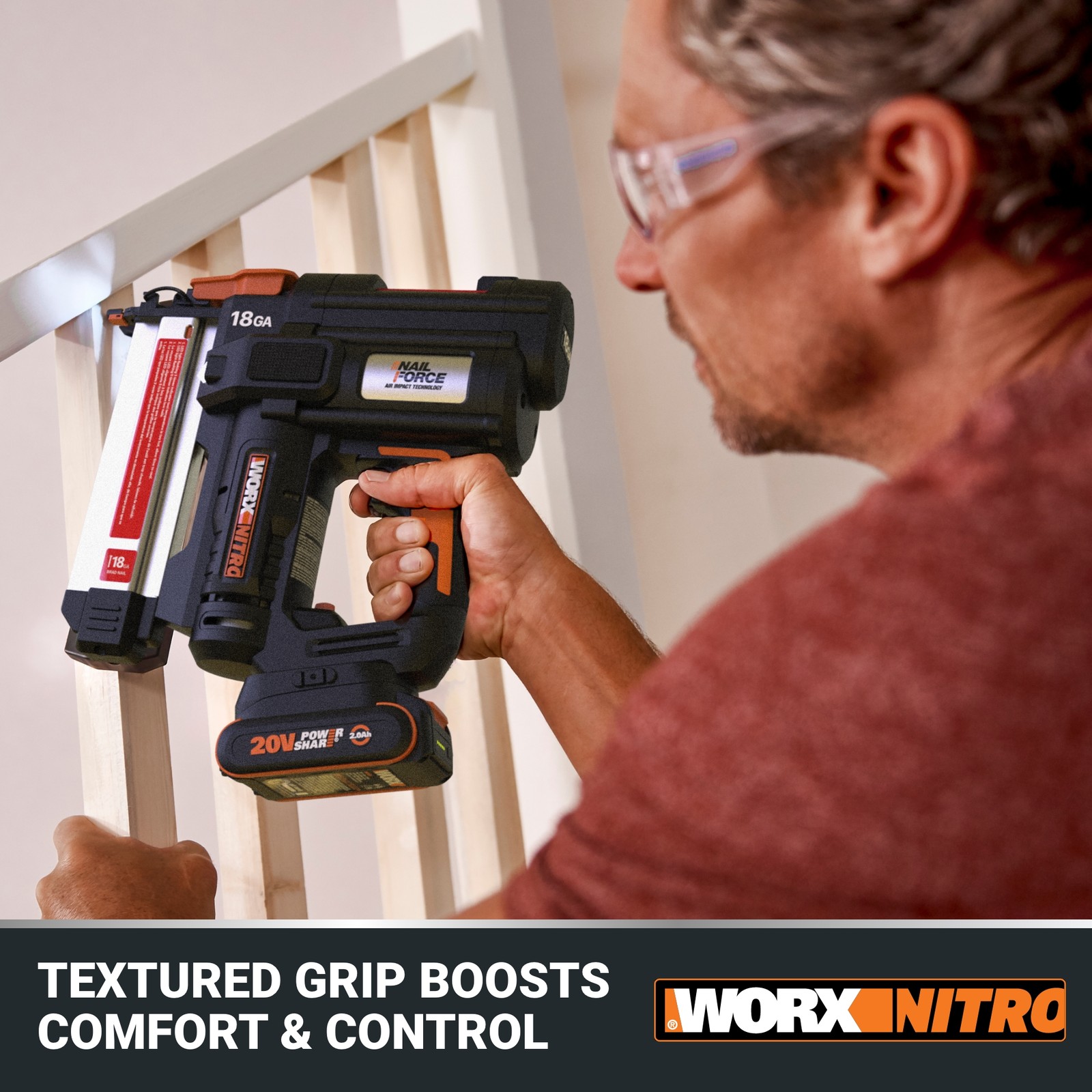 Worx 20V Cordless 18GA Brad Nail Gun-OB (WX842L-AN)