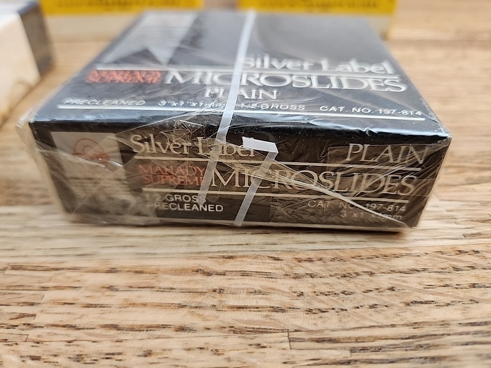 NOS Plain Microscope Slides, Esco, Fisher, Silver Label, Protecta, Precleaned
