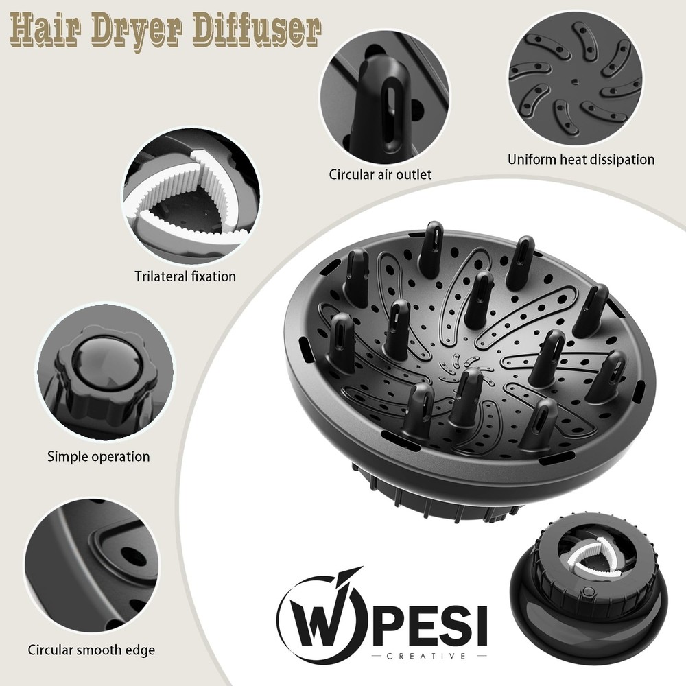 Diffuser Attachment for Hair Dryer,Hair Dryer Diffuser, Hair Diffuser Adaptab...