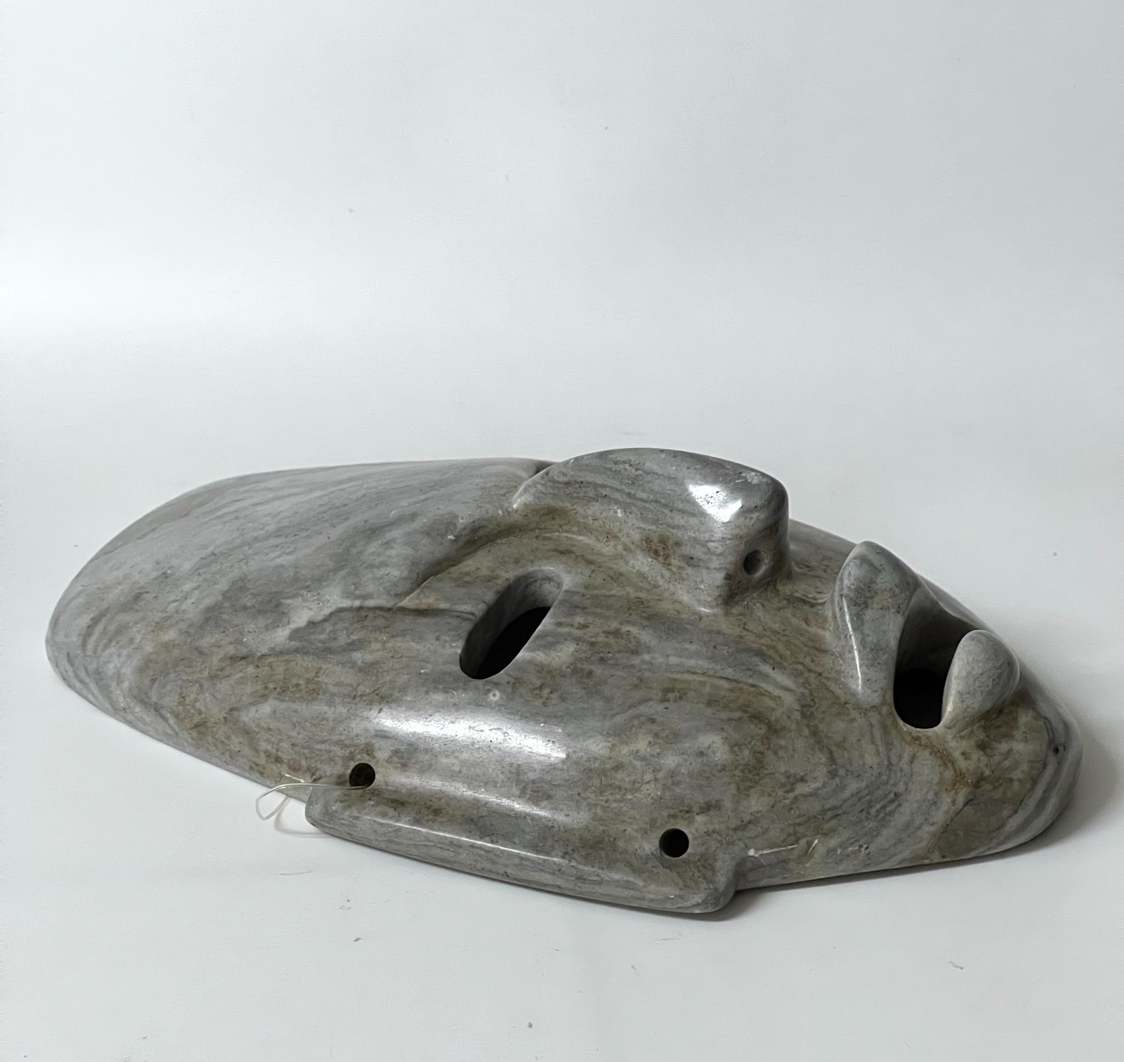 VTG Mayan Aztec Carved Marble Stone Hanging Warrior Mask Wall Decor 8x5x2 in