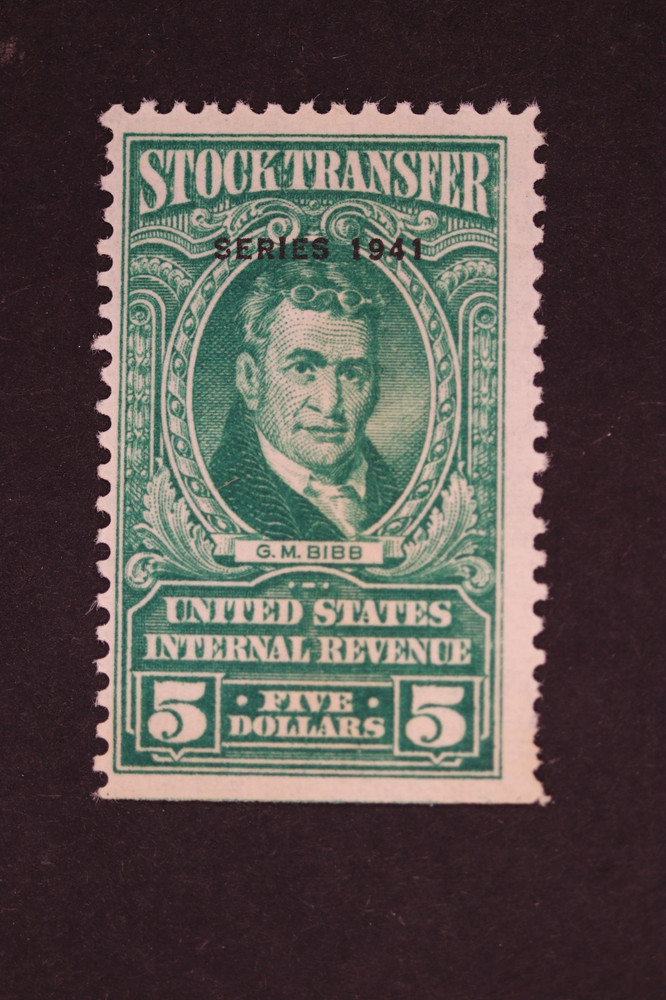 USIRSTOCK TRANSFER $5 STAMP RD108 MLH