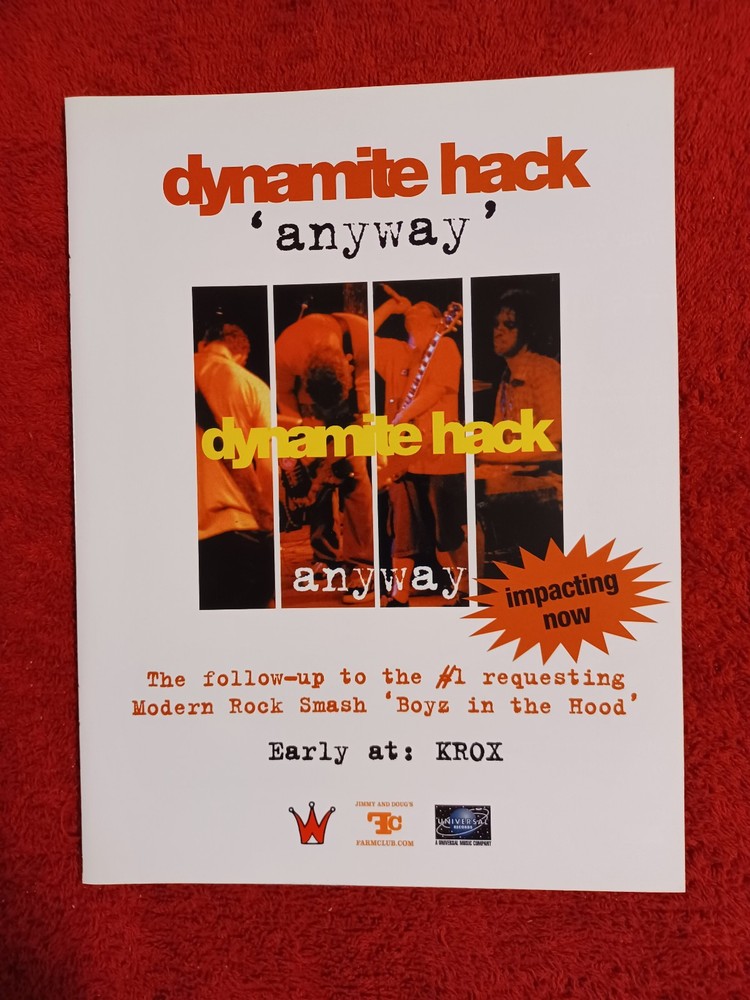 DYNAMITE HACK - 2000 US Full-Page Color Ad 'Anyway' Single Release (HITS Mag.)