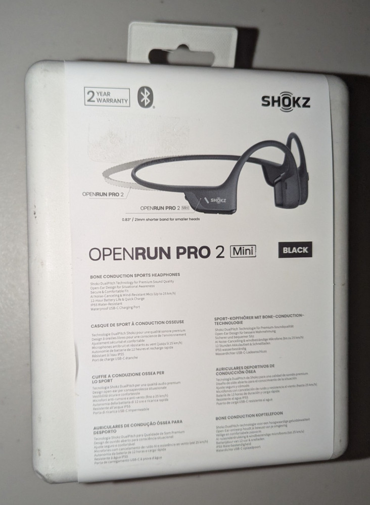 Shokz OpenRun Pro 2 Mini Bone Conduction Bluetooth Wireless Headphones - Black